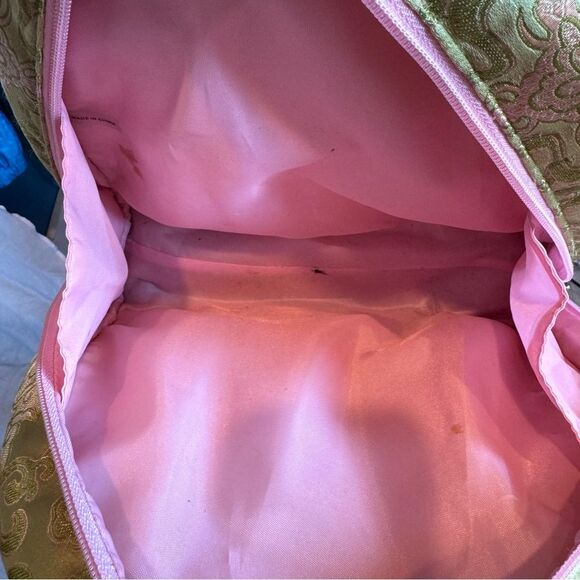 Chinese Style Handbag Domed Satchel Brocade Style Green Pink Cream - Picture 8 of 9